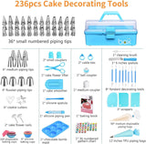 Professional Cake Decorating Tools Supplies Baking 236 Accessories with Storage Case Piping Bags and Icing Tips Set Cupcake Cookie Frosting Fondant Bakery Set(Bulk 3 Sets)
