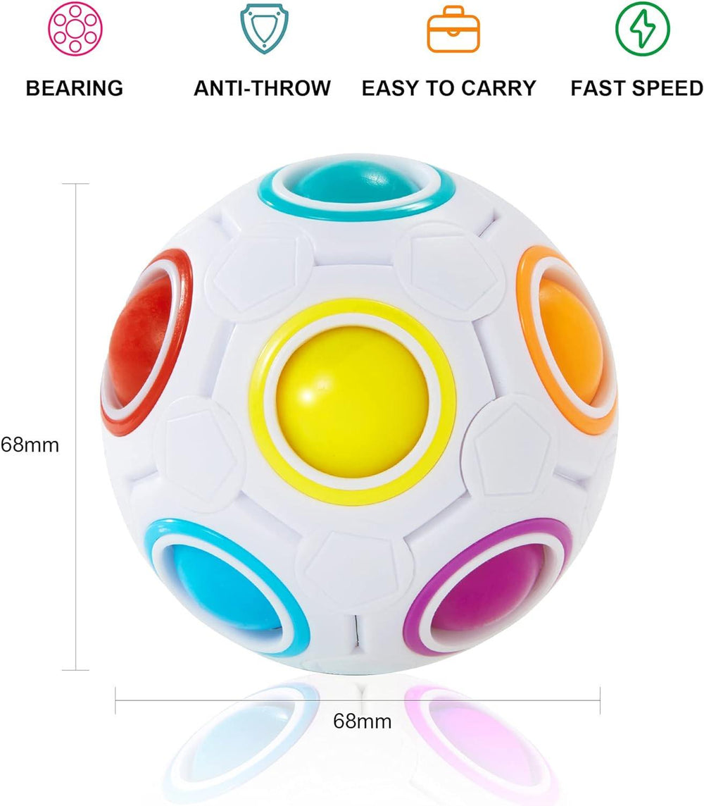 Rainbow Puzzle Ball Fidget Fun Stress Reliever Magic Ball Brain Teaser Fidget Toys for Children Teens & Adults(10 Pack)