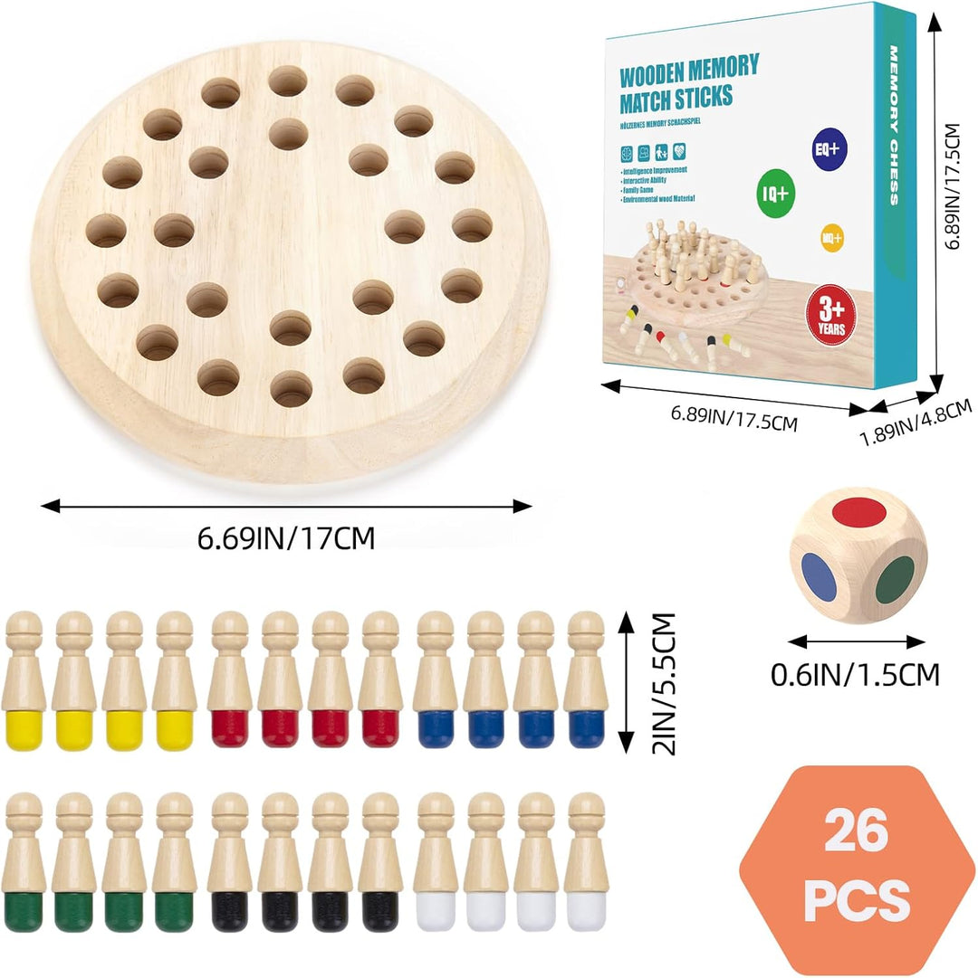 Wooden Memory Chess Matching Game: Family Board Games for Kids and Adults