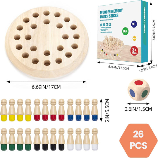 Wooden Memory Chess Matching Game: Family Board Games for Kids and Adults