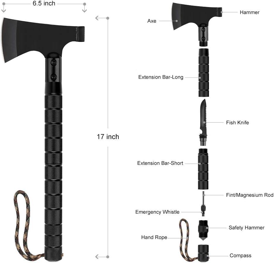 Survival Hatchet & Camping Axe with Fixed Blade Knife Combo Set, Full Tang Tactical Axe for Outdoor