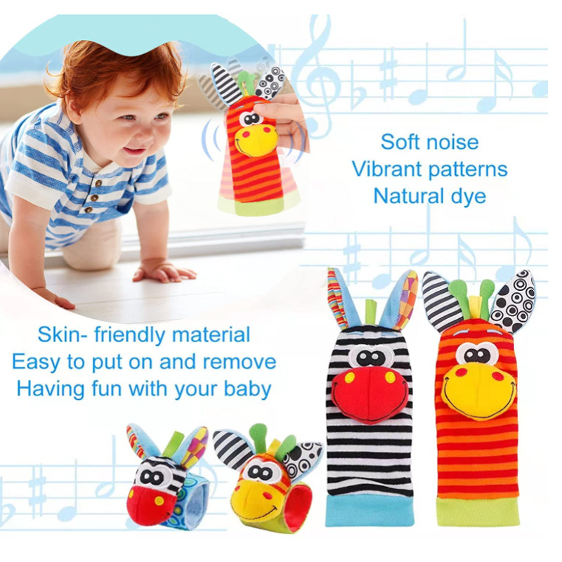 Infant bed bell baby kids plush Toddler Baby Handbell Ring Bell socks Toy Jungle Wrist Rattle Foot Finder (10 Pack)