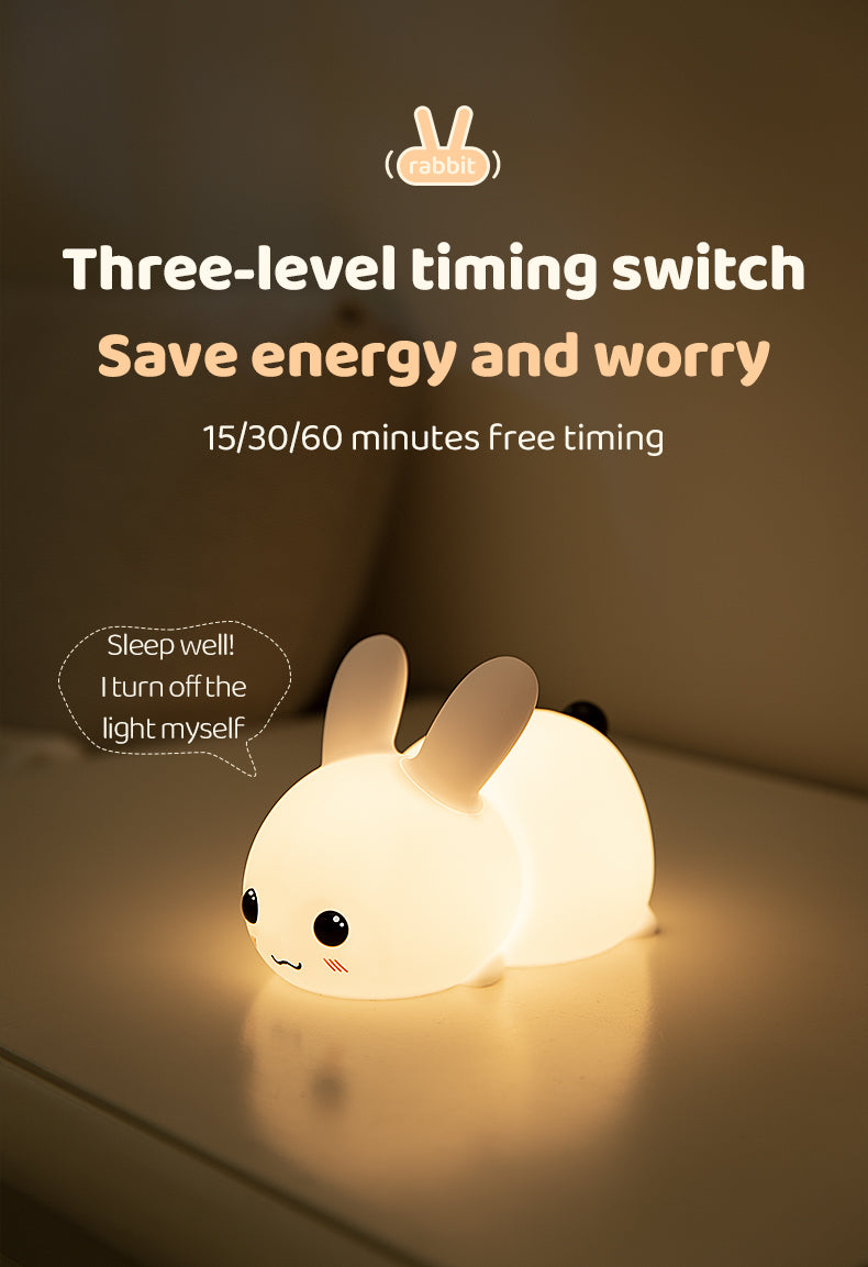 Perfect Gift Jade bunny Sleeping lamp light up silicone animal night light