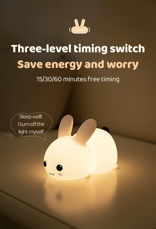 Perfect Gift Jade bunny Sleeping lamp light up silicone animal night light