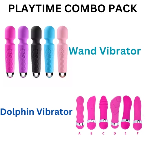 Dolphin head & Fins Vibrator & Wand Vibrator Women Sex Toy Wand Massage Clitoris Dildo Vibrator Combo