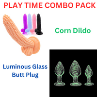 Luminous Glass Butt Plug Anal Plug Anal Dilators & Corn Dildo with great grip to hold Combo - MOQ 10 Pcs