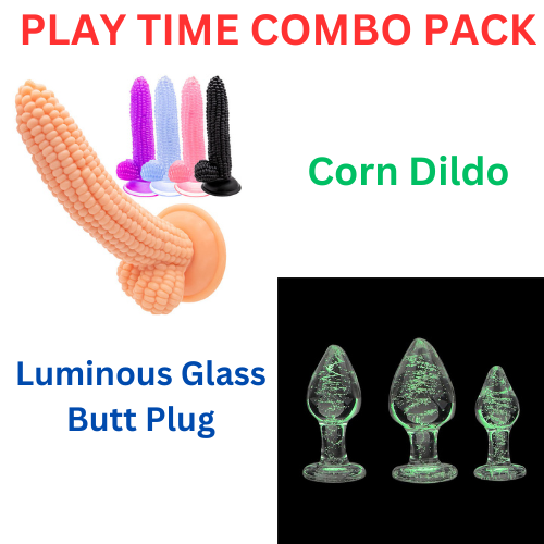 Luminous Glass Butt Plug Anal Plug Anal Dilators & Corn Dildo with great grip to hold Combo - MOQ 10 Pcs