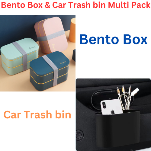 Bento Box Stackable Lunch Vs Car Trash bin Multi Pack(Bulk 3 Sets)