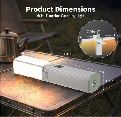 Rechargeable Camping Lantern, 4-Panel Foldable LED Tent Light with Power Bank, IPX4 Waterproof, 3 Lighting Modes, Hanging Clip for Camping, Hiking & Emergency Use
