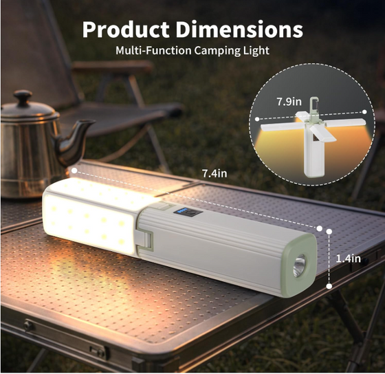 Rechargeable Camping Lantern, 4-Panel Foldable LED Tent Light with Power Bank, IPX4 Waterproof, 3 Lighting Modes, Hanging Clip for Camping, Hiking & Emergency Use (MOQ 10 Sets)