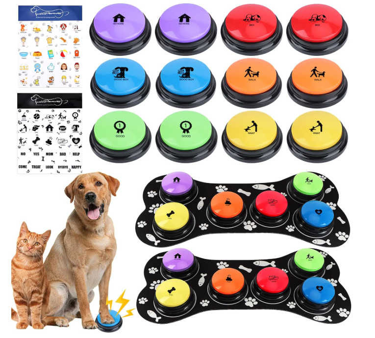 Dog &amp; Cat Talking Buttons, 12-Pcs Recordable Voice Training Buttons with Non-Slip Bases (MOQ 10 Sets)