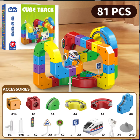 Magic Track Car Baby Racing Runway Slot Stem Educational Electronic Train Rail Cube Toys Sets (MOQ 10 Sets)