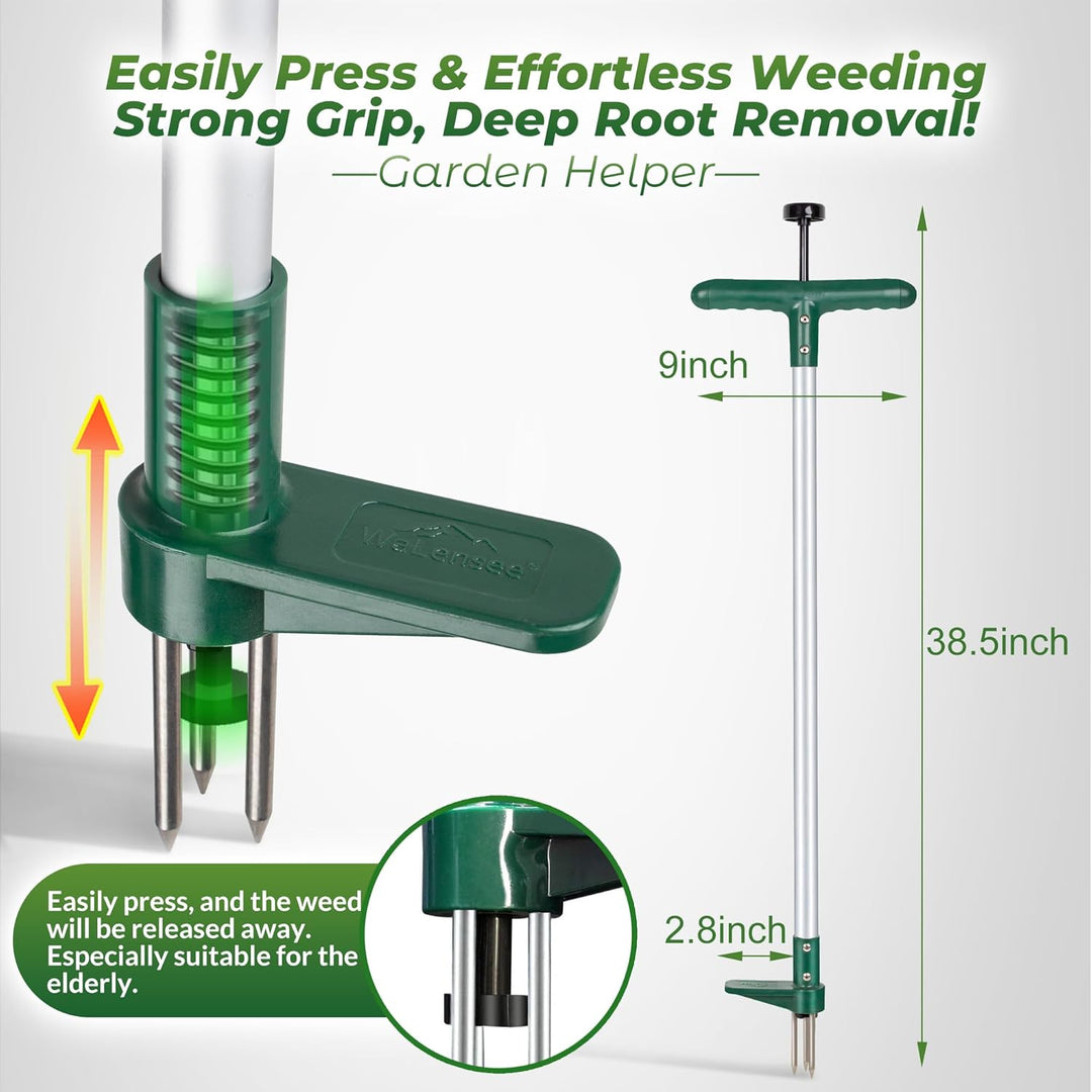 Heavy-Duty Manual Weed Puller Tool – Long Handle 3-Claw Garden Weed Remover with Ergonomic T-Handle