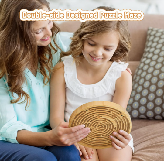 Round Wooden Labyrinth Board, Balance Maze Game All Ages