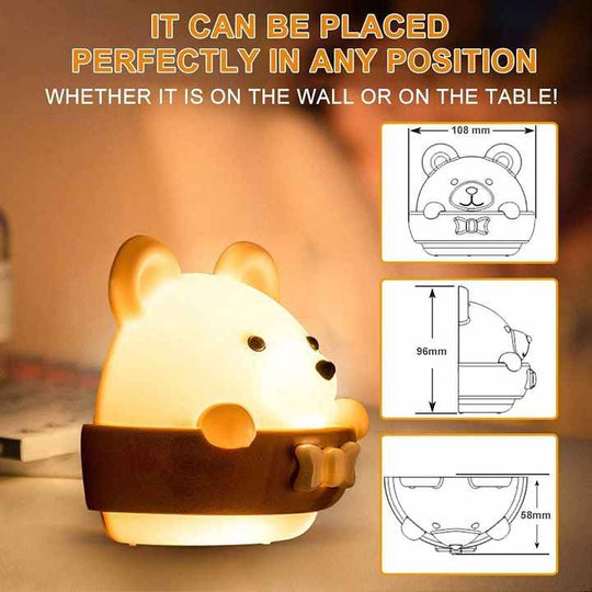 Cute Bear Night Light Girls Baby Boy Toddler Gifts Portable USB Charging Reading Sleeping Relaxing Kids Night Lamp(10 Pack)