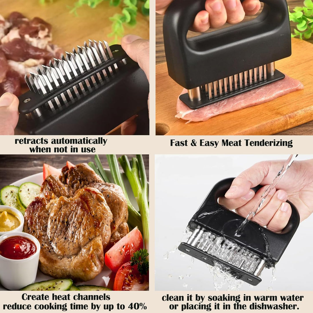 Meat Tenderizer Tool with 48 Stainless Steel Needle Blades