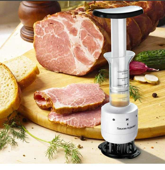 Chef Multifunctional Meat Tenderizer Needle Stainless Steel, Meat Injector Marinade Flavor Syringe Kitchen Tools