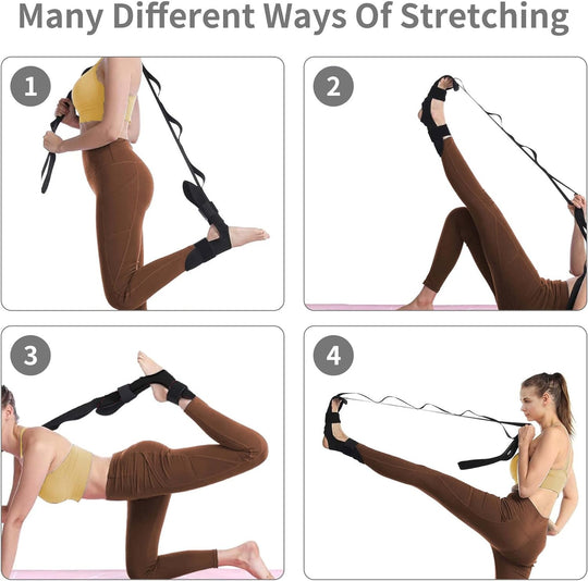 Yoga Stretch Strap Improves Strength and Relief to Heel Spurs, Calf, Thigh and Hip