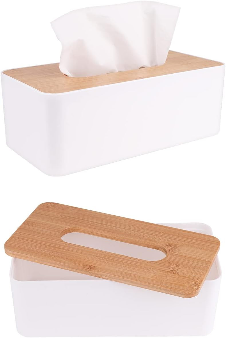 Tissue Box Holder for Bathrooms,Bamboo Cover Plate,Home and Office(10 Pack)