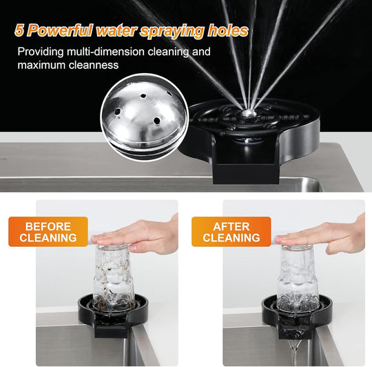 Automatic cup washer for kitchen sink faucet glass washer cleaner cup rinser for sink bar accessories