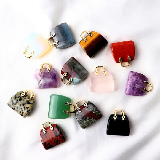 Chakra Stones Hand Carved Gemstone Healing Crystals Handbag Shaped