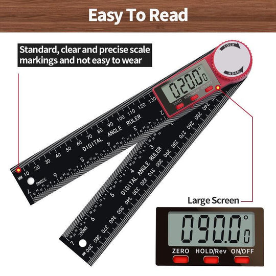 Digital Angle Finder Protractor Ruler Carbon Fiber Plastic Woodworking Tools Goniometer Carpenter Protractor with LCD Display Digital Protractors