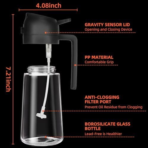 Oil Dispenser Bottle for Kitchen - 2 in 1 Olive Oil Dispenser and Oil Sprayer - 470ml(Bulk 3 Sets)