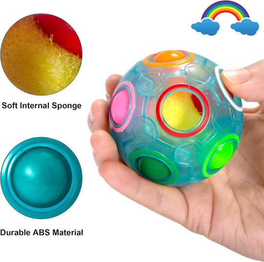 Rainbow Puzzle Ball Fidget Fun Stress Reliever Magic Ball Brain Teaser Fidget Toys for Children Teens & Adults(10 Pack)