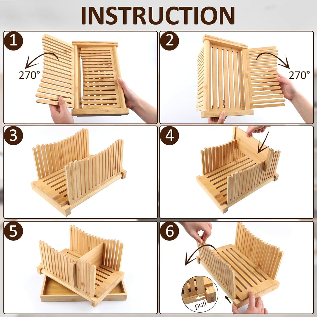 Legend Foldable toast wooden Bamboo Bread Slicer for Homemade Bread (10 Sets)