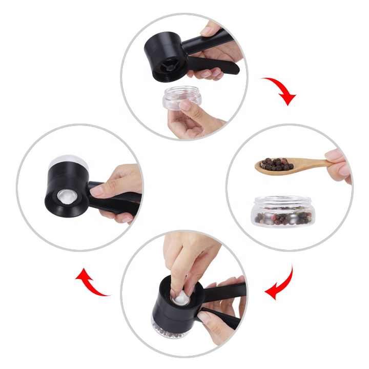 Professional chef Salt and Pepper Manual Grinder One-Handed Operation Ceramic Grinder(Bulk 3 Sets)