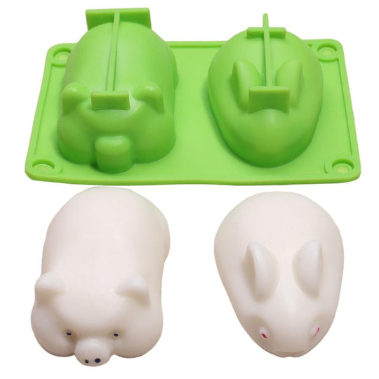 Silicone Mousse Cake Mold Bunny Piggy Baking Tray Dessert Mold Pastry(2 Pcs)