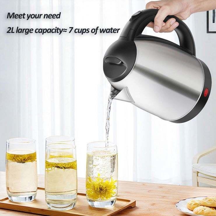 Electric Kettle 2L Hot Water Kettle Stainless Fast Boil for Beverages