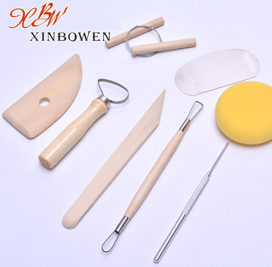 Smooth Wooden Handles 8 Pcs Pottery & Clay Sculpting Tools Double-Sided(Bulk 3 Sets)