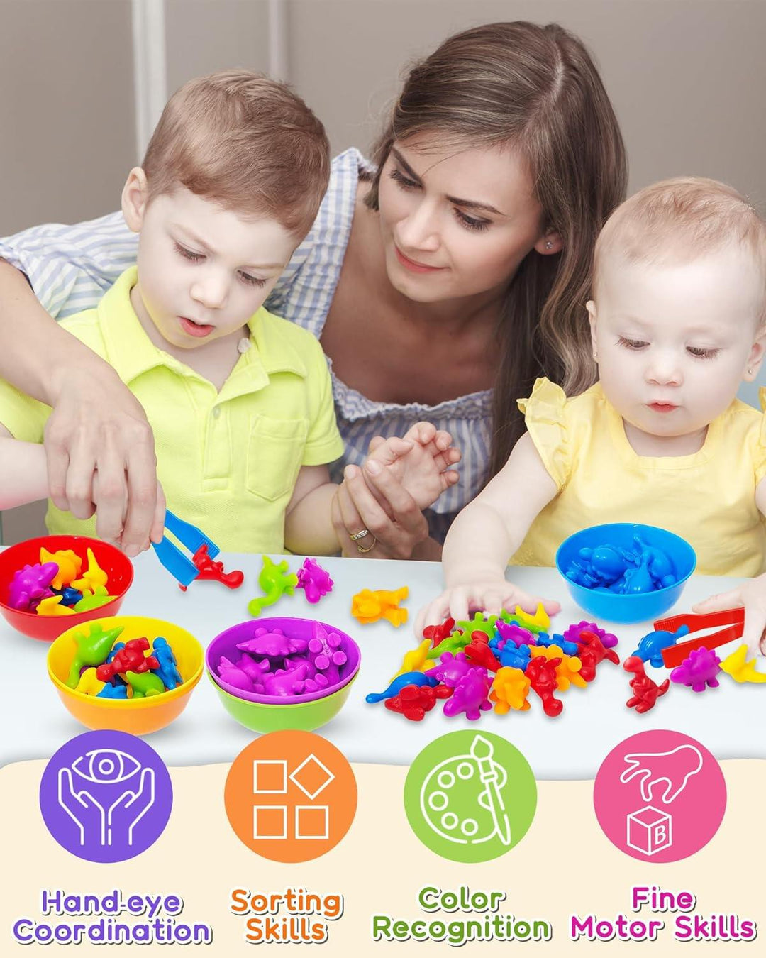 Premium Quality Counting Dinosaurs Montessori Toys for 3 4 5 Years Old Boys Girls Toddler Preschool Learning Activities