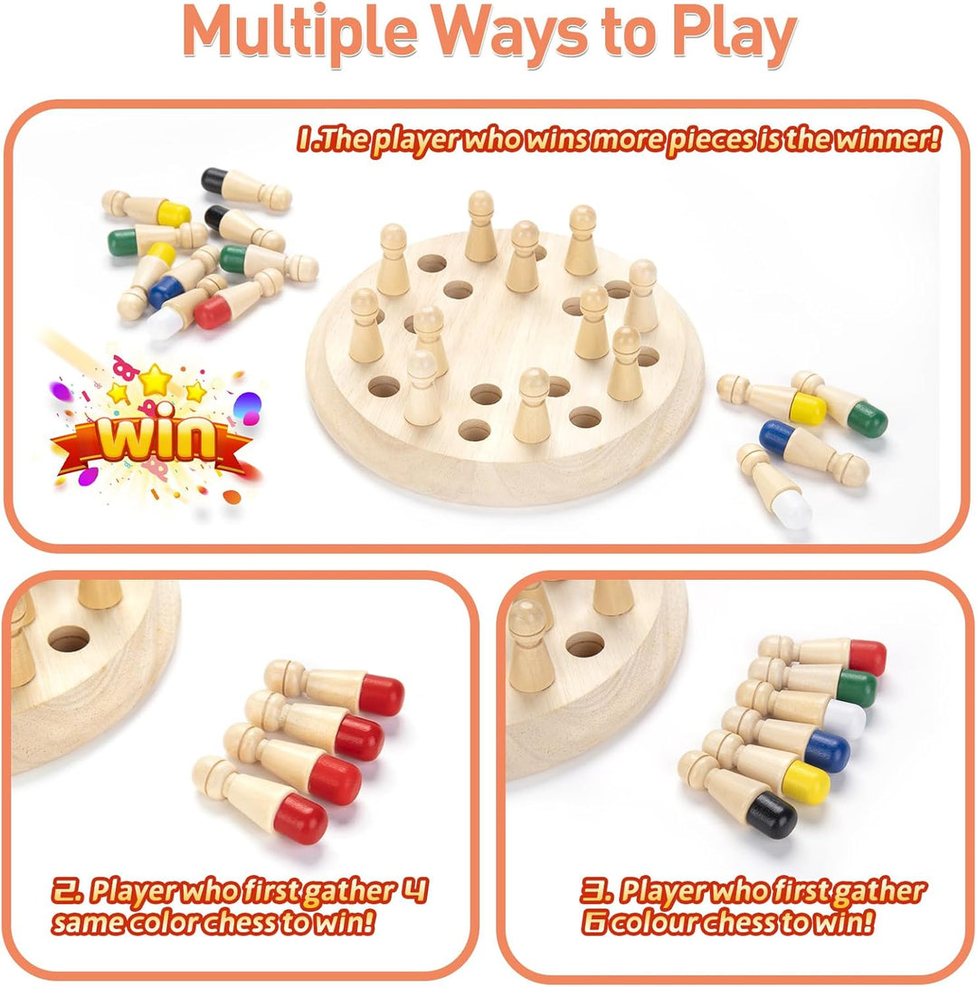 Wooden Memory Chess Matching Game: Family Board Games for Kids and Adults