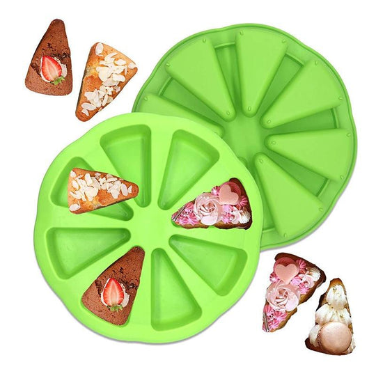 Silicone DIY Baking Molds Large 8 Cavity Silicone Scone Pan/Cakes Slices Mold/Triangle Cavity Cake Pan Pizza Slices Pan,Cornbread Mold And Soap Mould(Bulk 3 Sets)