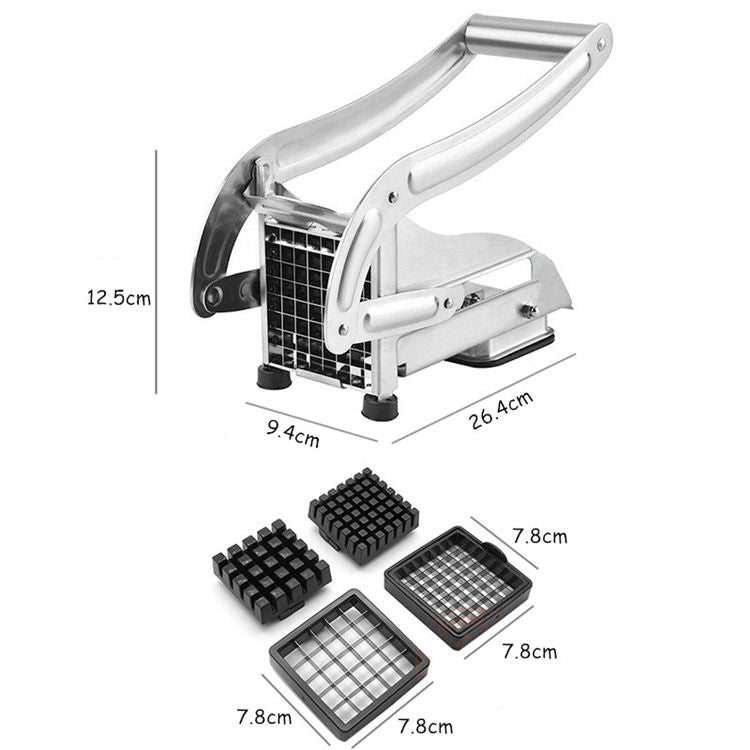 Stainless Steel French Fries Slicer Potato Chipper Chip Cutter Chopper Maker Vegetable and Potato Slicer for Potatoes Carrots Cucumbers(Bulk 3 Sets)