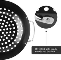 High Quality Round Grill Wok with Handle for Big Green Egg Veggie Basket BBQ Accessory Barbecue(Bulk 3 Sets)