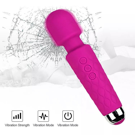 20 Speed Waterproof Wand Vibrator Women Sex Toy & Silicone Butt Plugs