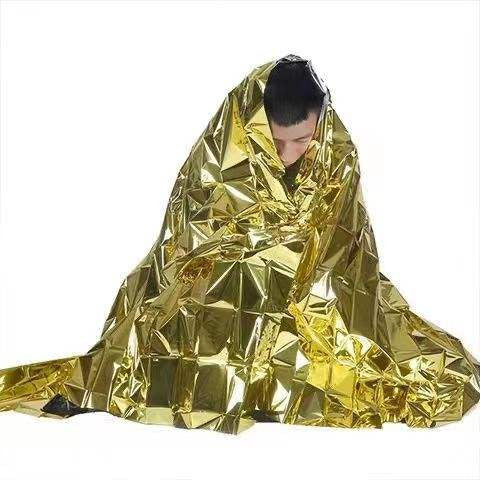 Thermal Blankets, Silver Gold Foil Survival Blanket Space Blanket Survival Kit for Outdoors, Camping, Hiking, Survival or First Aid (Gold, 1pc)