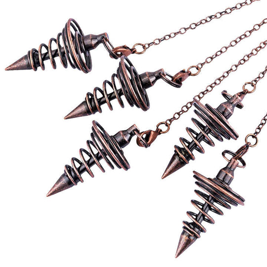 Professional Grade Metal Dowsing Pendulum Divination Dower Reiki Healing Pendulum Chain Spiral Coil Point Meditation Yoga Balancing Pendant(10 Pack)