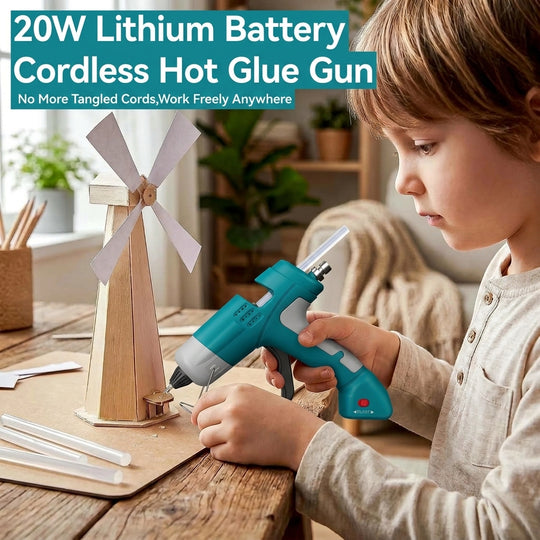 Cordless Hot Glue Gun Kit – Rechargeable 2600mAh Battery, Fast Preheat, Includes 30 Glue Sticks for Crafts, DIY & Repairs