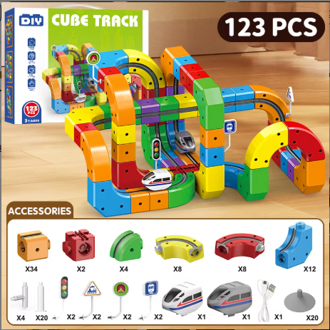 Magic Track Car Baby Racing Runway Slot Stem Educational Electronic Train Rail Cube Toys Sets (MOQ 10 Sets)