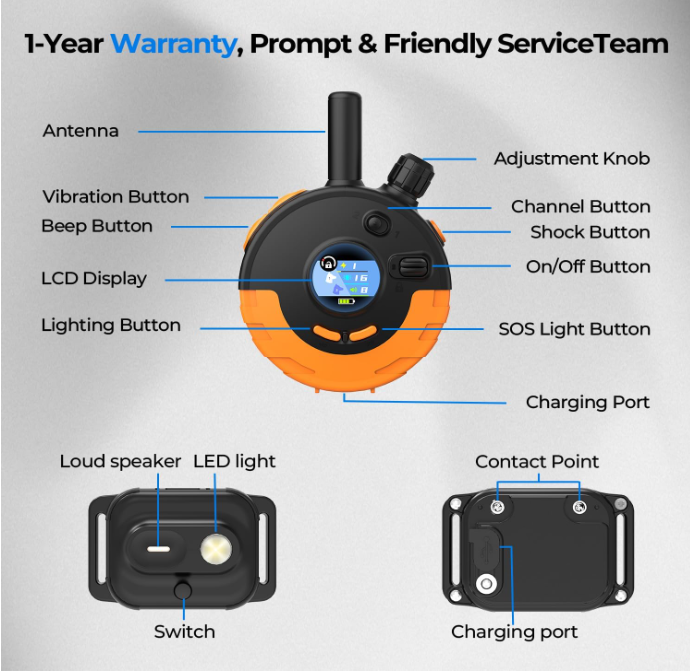 Dog Training Collar with Remote, 3300ft Range, Rechargeable IPX7 Waterproof E-Collar with Beep, Vibration, Static &amp; LED Light for Small, Medium &amp; Large Dogs (MOQ 10 sets)