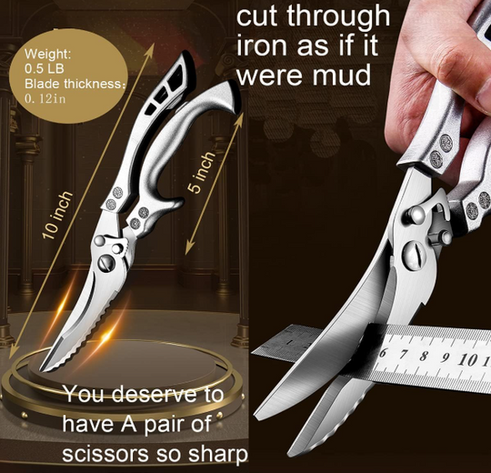 Heavy Duty Poultry Shears, Stainless Steel Kitchen Scissors (MOQ 10 Sets)