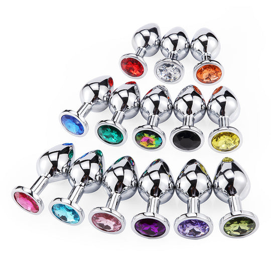 Round Butt Plug metal  with stone - MOQ 10 Pcs