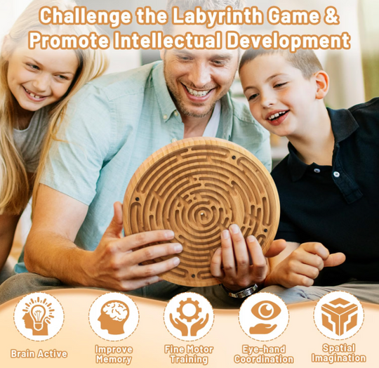 Round Wooden Labyrinth Board, Balance Maze Game All Ages