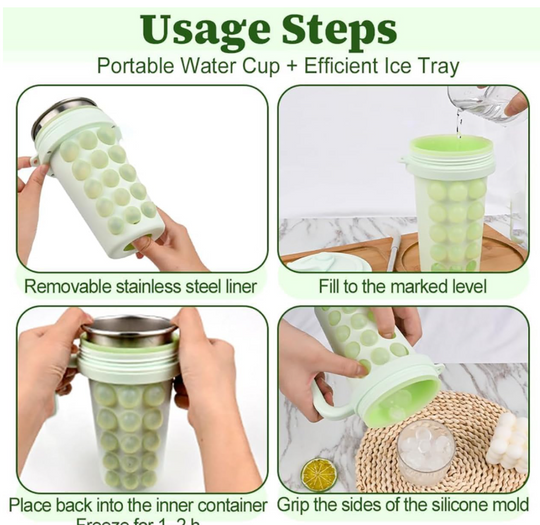 Bubble Ice Ball Maker Tumbler with Straw & Carabiner (MOQ 10 Sets)