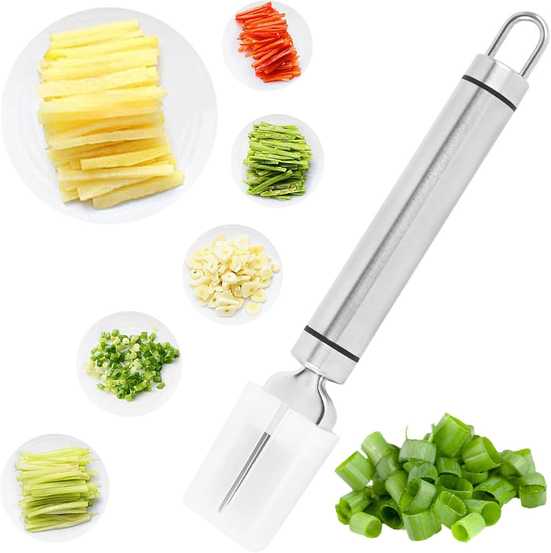 Kitchen Stainless Steel Onion Slicer Cutter Scallion Shredder Knife Vegetable & Fruit Tools (10 pack)