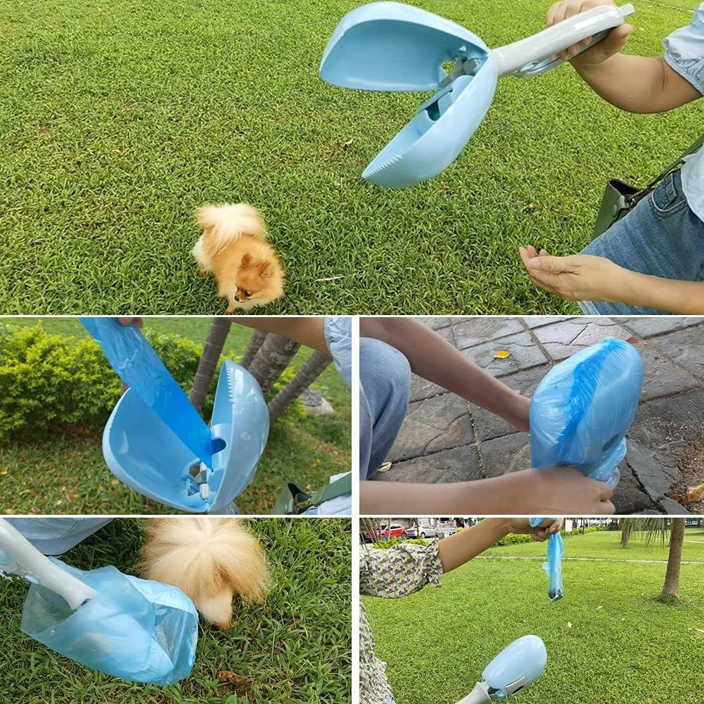 Portable Long Handle Dog Pooper Scooper without Smell for Walks,Sturdy and Durable for Easy Grass and Gravel Pick Up